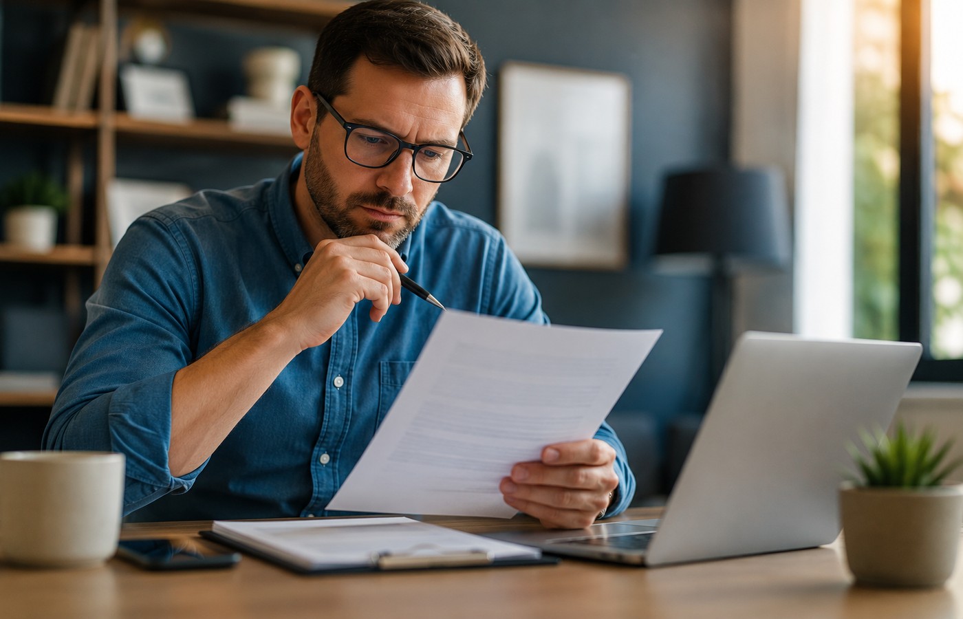 Driver reviewing auto insurance renewal paperwork showing premium increase