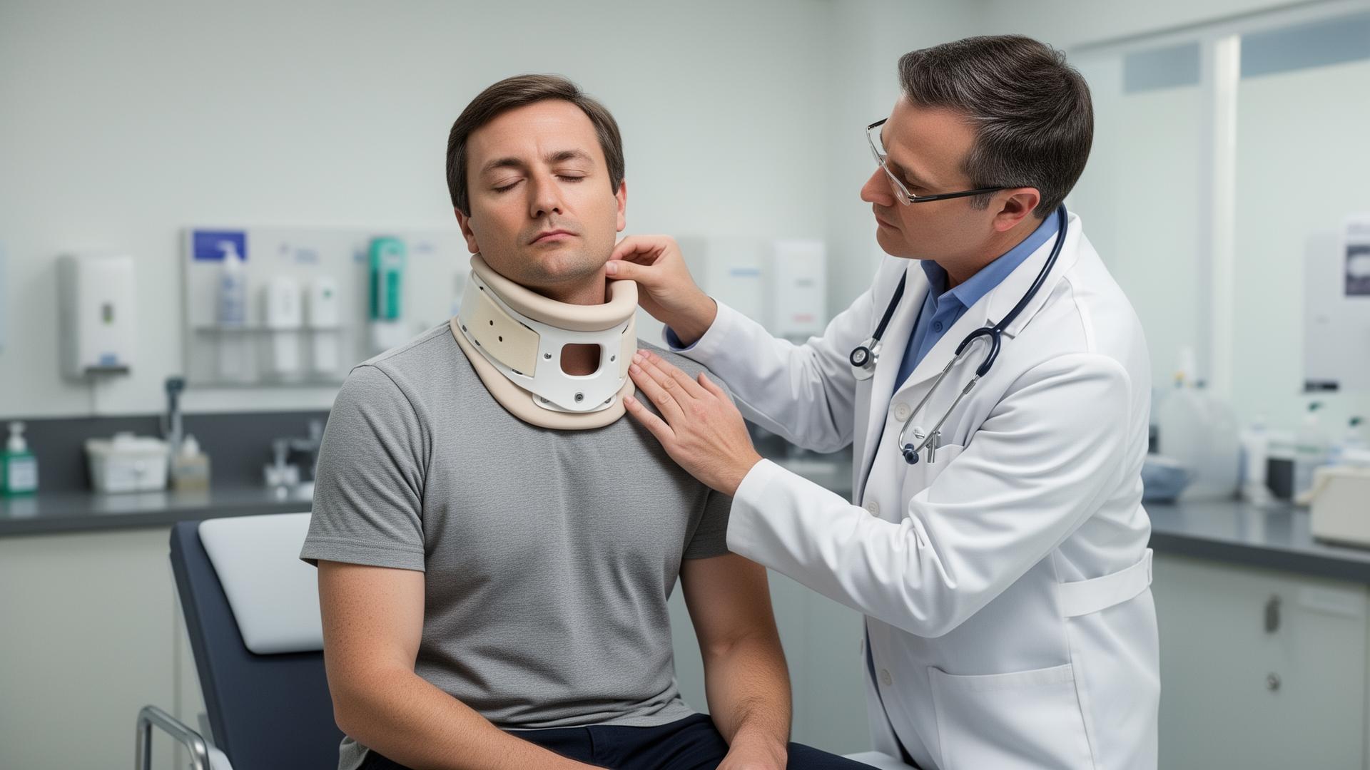 Emergency room doctor examining a car accident patient's neck and shoulders during a same-day post-crash medical evaluation — why immediate medical attention matters in the first 72 hours after a car accident