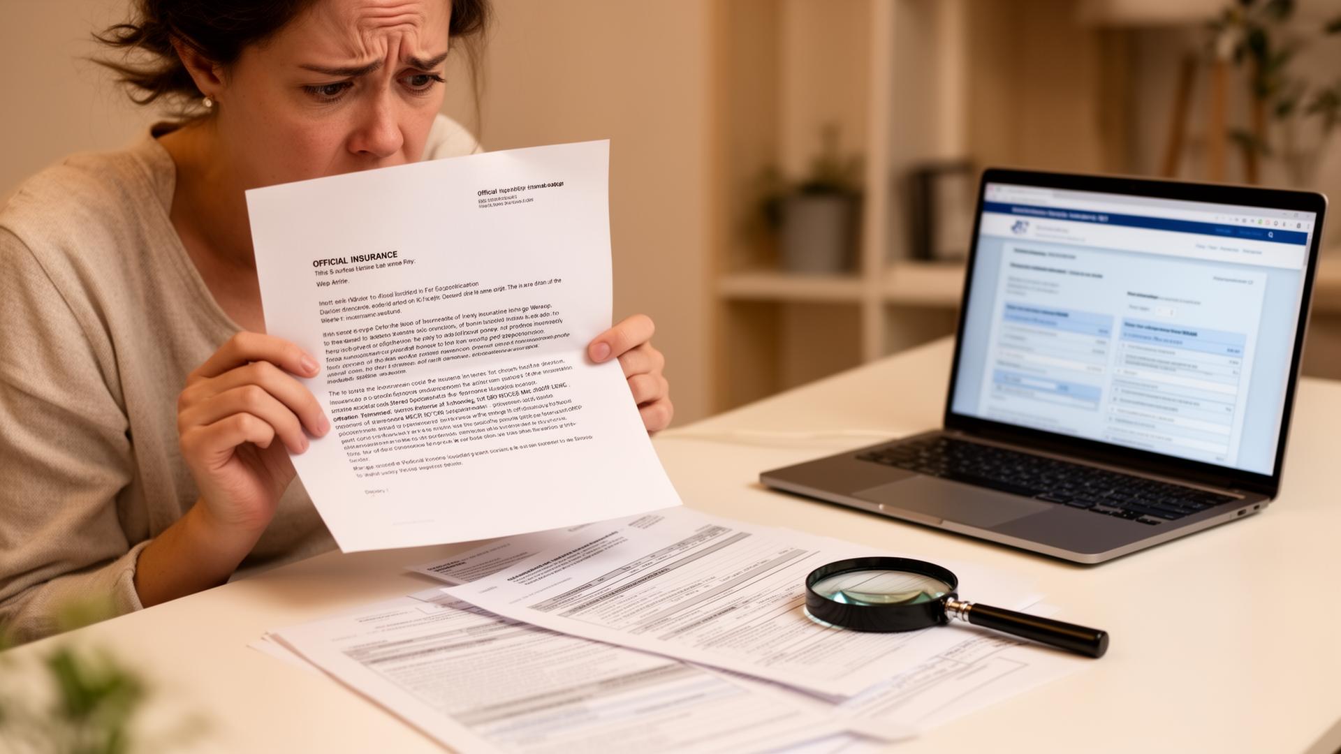 Person carefully reading an insurance reservation of rights letter at a desk with policy documents and laptop — what it means for your car accident claim